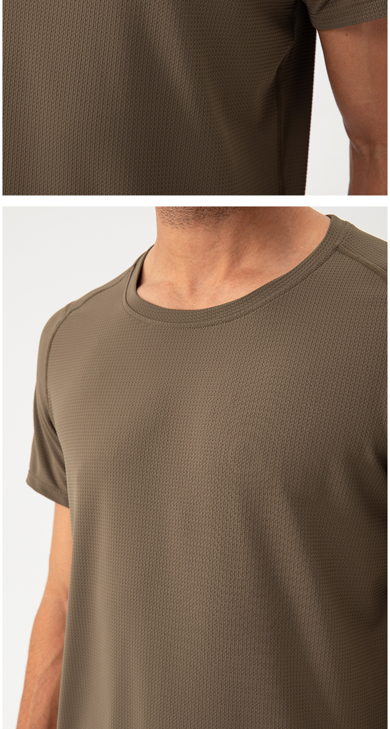 210g Weight Short Sleeve Sleeve Length Nylon Fabric Type Regular Top Length T-shirt Tops Type Outdoor, Running, Sports Occasion Round Neck Neckline Lattice, Solid Color Pattern Simple Style, Classic Style Style Wholesale Simple Style Classic Style Lattice Solid Color Short Sleeve Men's T-shirt 10