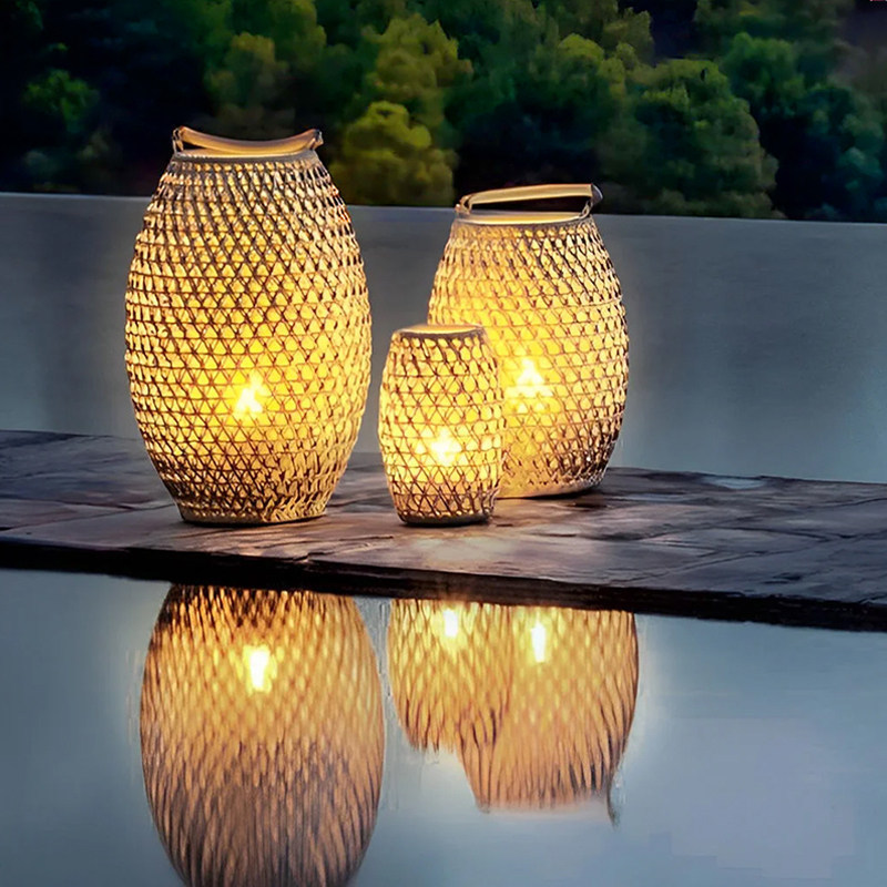 Outdoor Waterproof Woven Floor Lamp, Solar Lawn Lamp, Terrace Lamp, Villa Courtyard Lamp, Garden Atmosphere Portable Lamp Outdoor Waterproof Woven Floor Lamp, Solar Lawn Lamp, Terrace Lamp, Villa Courtyard Lamp, Garden Atmosphere Portable Lamp