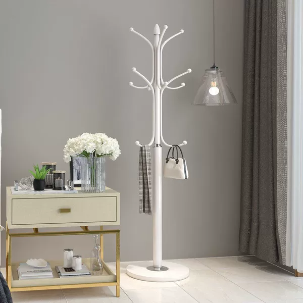 Simple Marble Wrought Iron Coat Rack Floor Hanger Bedroom Vertical Living Room Clothes Shelf Household Storage Rack