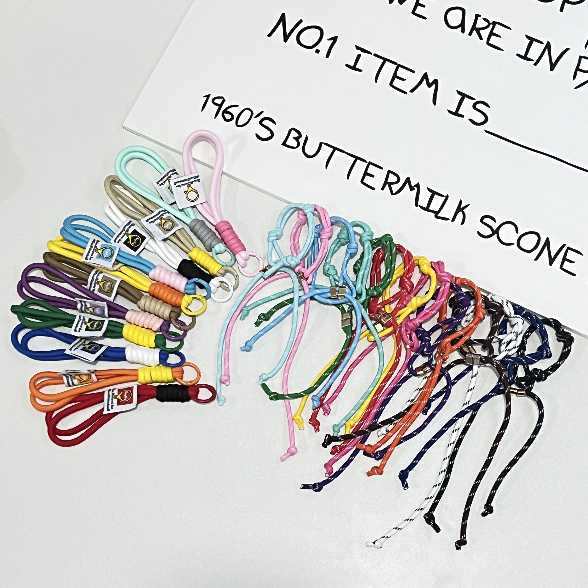 Popular Color-Blocked Mobile Phone Lanyard Wrist Rope DIY Braided Miu Style Bag Pendant Accessories Keychain Decorative Accessories