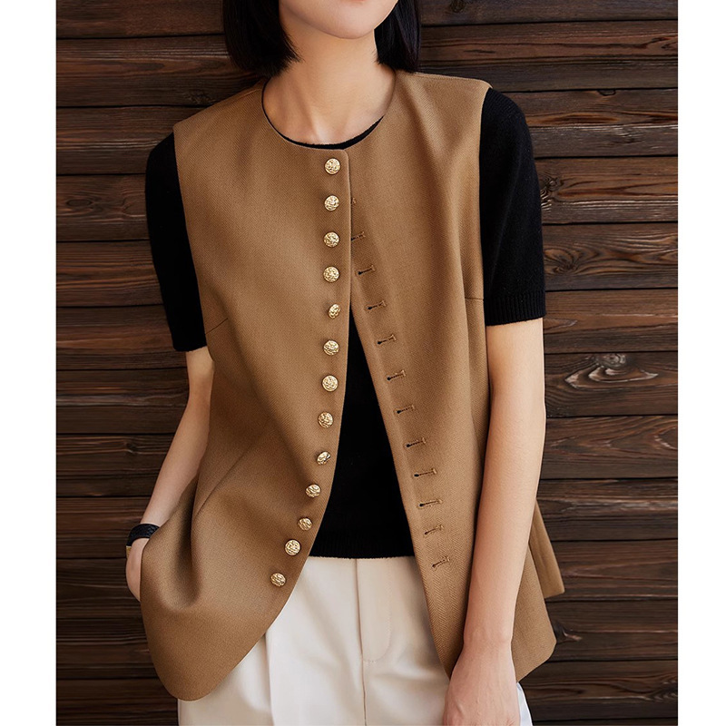 Directly Approved from the Manufacturer in Stock, L Dun Street Style in the Rainy Day, F Wool Single-Breasted Vest with Waist and Stereo Tailoring