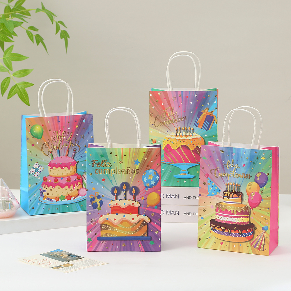 Bolsas de regalo de fiesta de cumpleaños bolsas de compras impresas bolsas de papel kraft bolsas de globo al por mayor bolsas de mano bolsas de compras