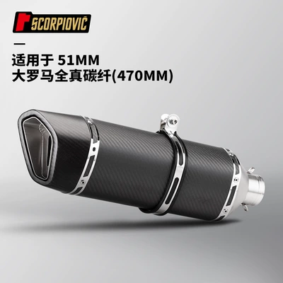 Exhaust Pipe 51mm | Motorcycle exhaust pipe - big-rome-full-real-carbon-fiber-470mm