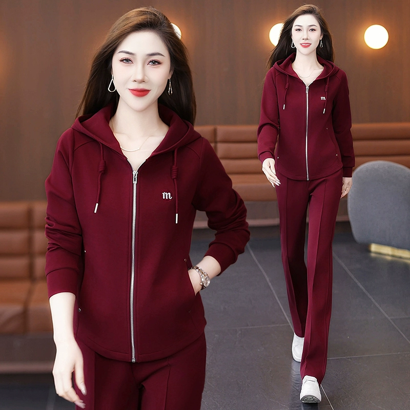 Spring sweatshirt, set, sports suit for elderly, for middle age