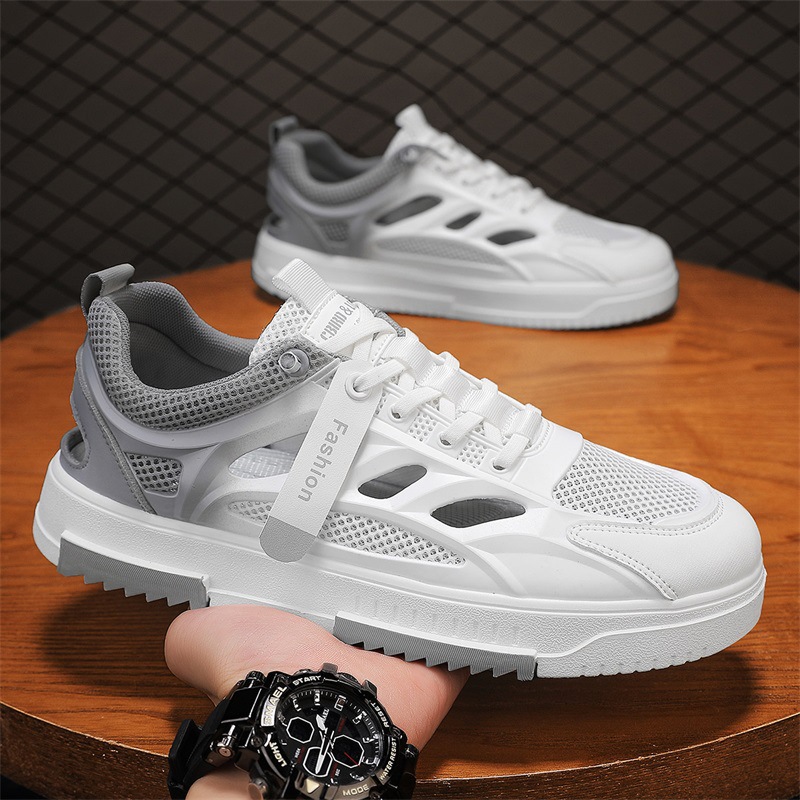 Zapatos de red para hombre 2025 nuevo verano transpirable delgado malla hueca zapatos de malla deportiva zapatos de moda blancos de verano para hombre