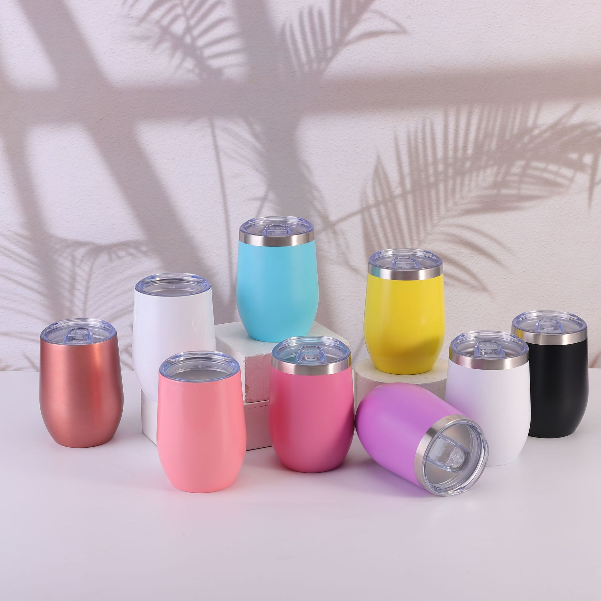 定制跨境swig鸡蛋杯304不锈钢U型大肚红酒杯12oz蛋壳杯喷塑保温杯