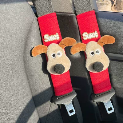 Creative Personalized Car Decoration, Sürətlər qutusu və əl tormozu başlıqları - sueet-big-eared-shoulder-pads-2-pack-red