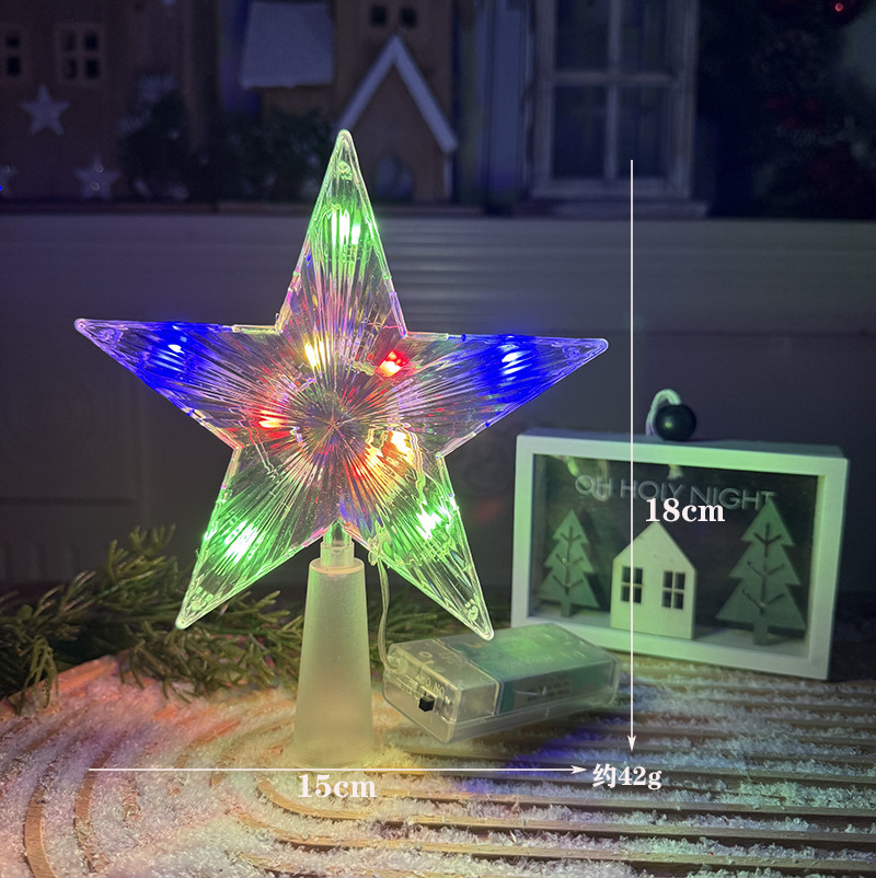 Nuevo árbol de Navidad LED decoración de estrella de luz transparente caja de baterías de color cálido cable de cobre con lámpara de estrella pentagonal transfronteriza