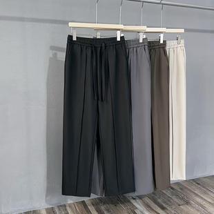 Men's High-End Loose Straight-Leg Summer Pants with Drape, High Street Trendy Ins Men's Wide-Leg Floor-Length Casual Trousers