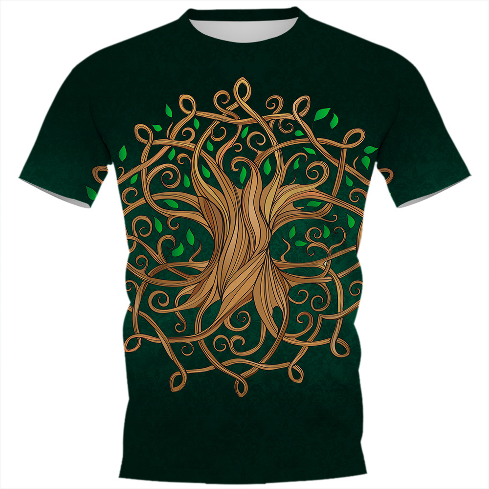 Camiseta vendedora caliente transfronteriza Día de San Patricio 3D Impresión digital camiseta adolescentes hombres cuello redondo manga corta top