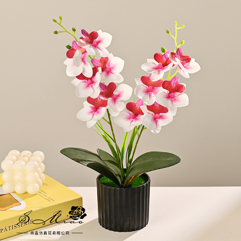 12 flores orquídeas mariposa sensación flor de simulación bonsai decoración del hogar fotografía flores de boda artificiales pequeños adornos verdes artificiales image 8