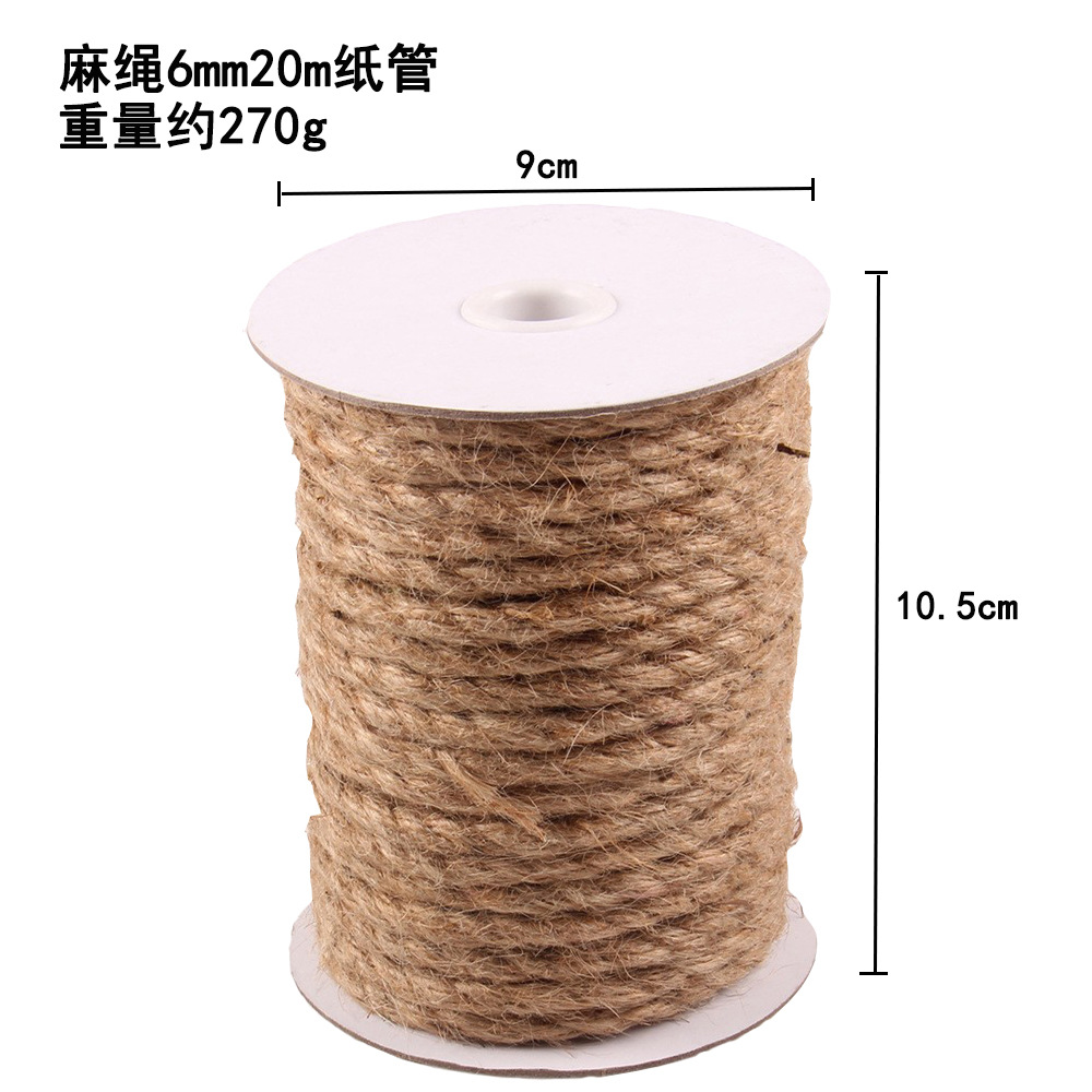 Cuerda de cáñamo de protección del medio ambiente, cuerda hecha a mano de bricolaje, decoración, embalaje, etiqueta, cuerda de cáñamo 1mm-20mm, varias especificaciones de grosor