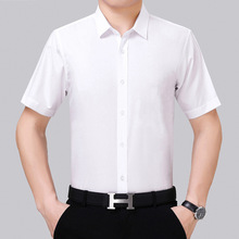 品牌桑蚕丝男士衬衫短袖2023夏商务休闲百搭男式正装免烫男装衬衣