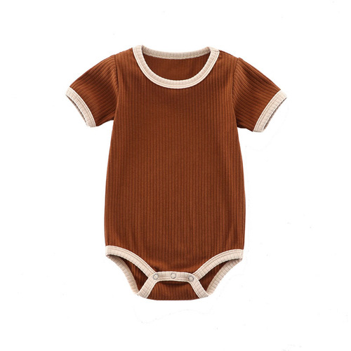 Baby spring and summer crawling clothes, baby wraps, ribbed baby jumpsuits, triangle harems, newborn crawling clothes