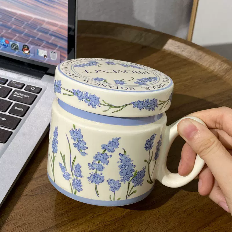高颜值马克杯带盖子大容量创意早餐杯带柄陶瓷杯子耐高温生日礼物