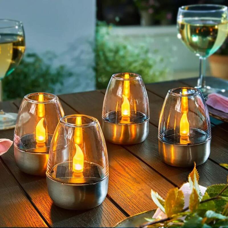 Solar Stainless Steel Candle Light, Tabletop Wine Glass Atmosphere Night Light, Outdoor Garden Waterproof Light, Courtyard Decorative Light Solar Stainless Steel Candle Light, Tabletop Wine Glass Atmosphere Night Light, Outdoor Garden Waterproof Light, Courtyard Decorative Light