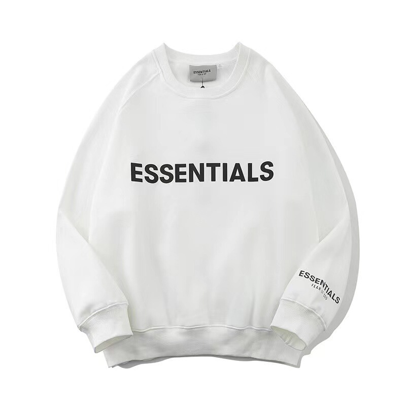 Wholesale Trendy Brand Fog Essentials 20Fw 3D Embossed Letter Terry Crewneck Pullover Sweatshirt for Men