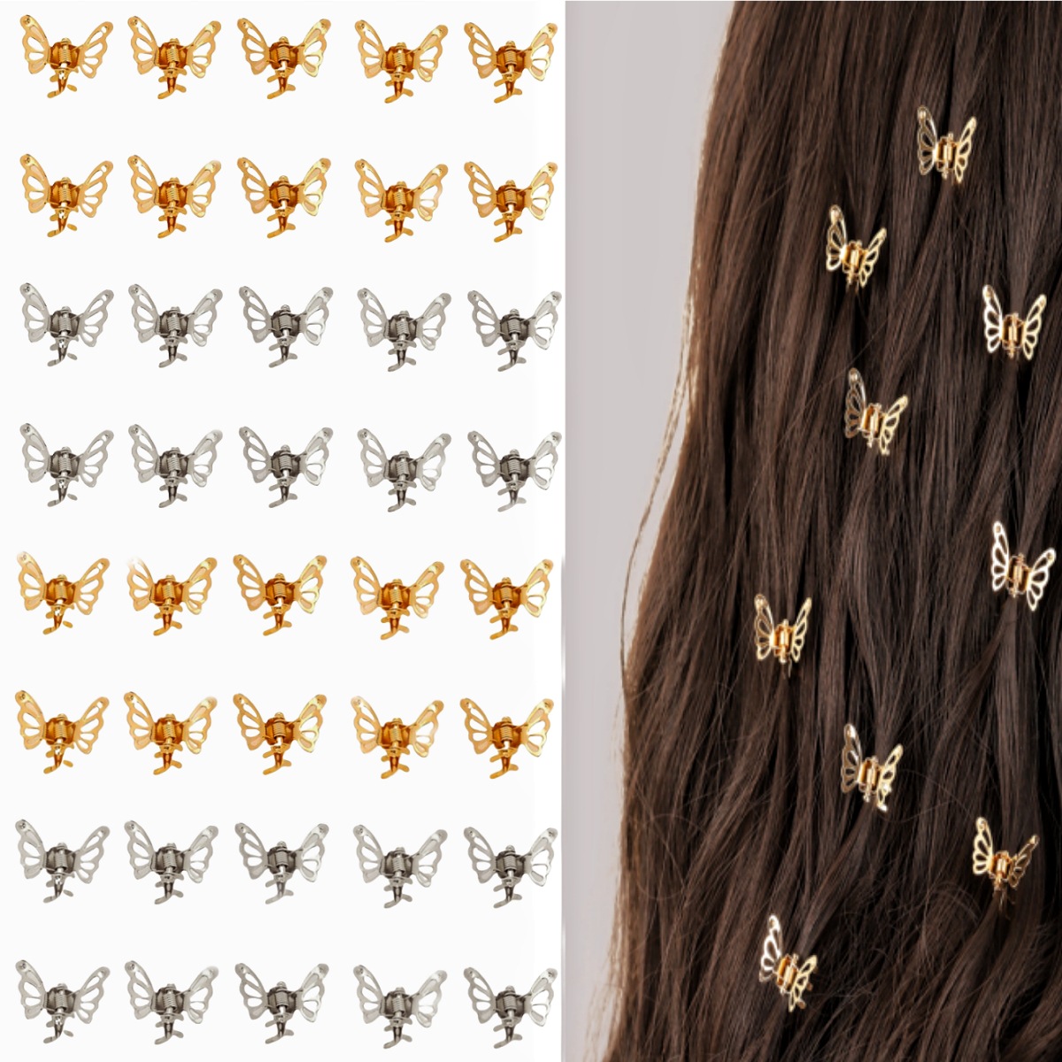 Amazon explosión de metal mariposa mini pequeño clip de agarre adorable cabello fruncado clip lateral accesorios para el cabello universal