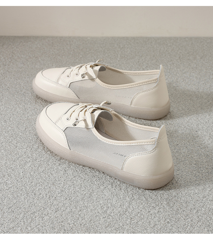 Giày sneaker nữ đế bằng phong cách Đức huấn luyện, mặt lưới thoáng khí, nhẹ, dễ phối đồ — A180E Màu be chi tiết 17