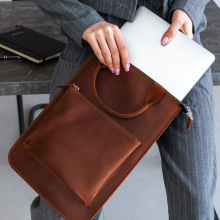 欧美复古手提商务公文包PU皮白领简约多夹层电脑包外出便携文件包