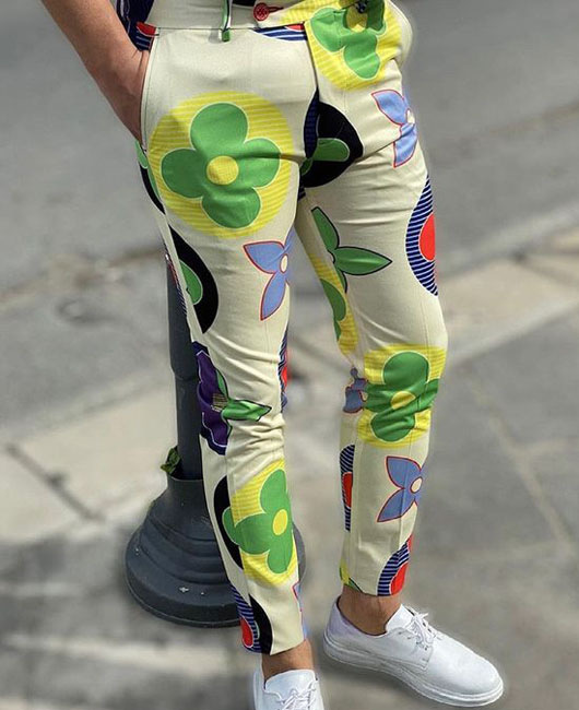 Nueva primavera y otoño pantalones casuales de negocios los hombres 3D impreso Plaid moda ropa Amazon Venta caliente