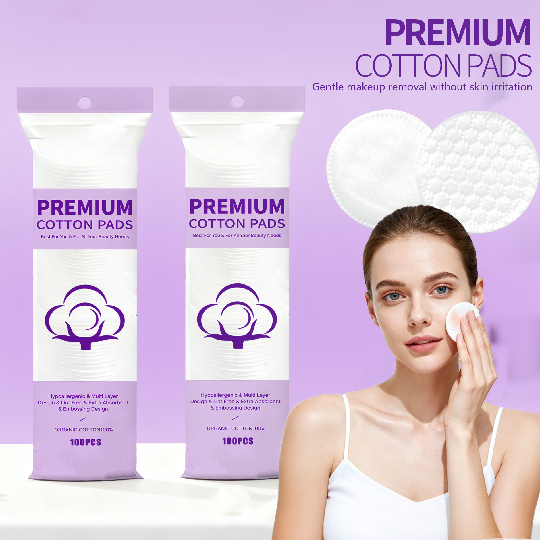 Inglés puro algodón maquillaje, algodón grueso, algodón redondo, algodón limpio, algodón limpiador, comercio exterior transfronterizo