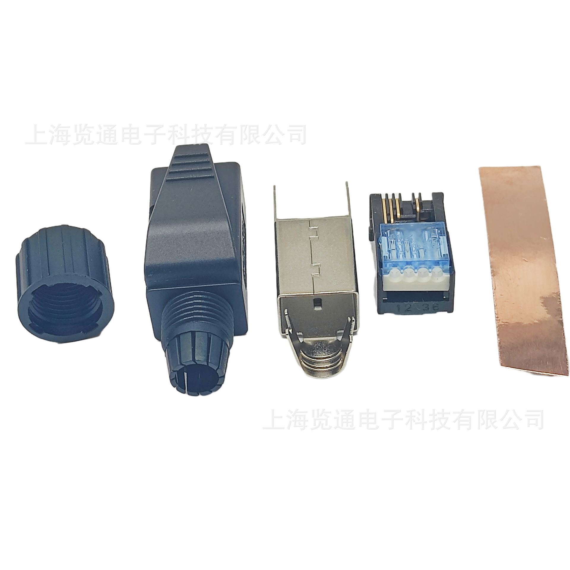 工业Profinet以太网电缆接插头_RJ45工业级EtherCAT数据连接器4芯