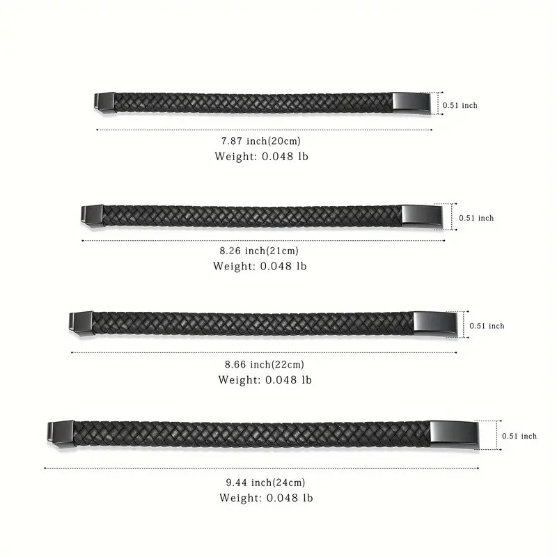 Cross-Border New European And American Men's Ash Retro Woven Leather Rope Magnetic Clasp Memorial Bracelet Bangle_voghion.com