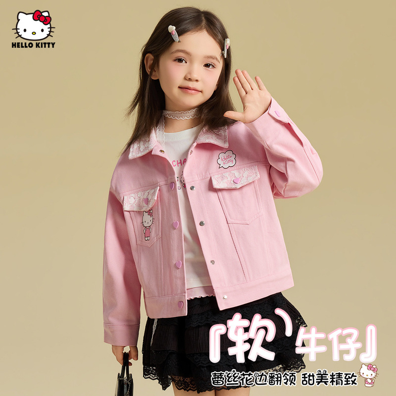 Girls' Spring Denim Jacket 2026 New Style 100% Cotton Comfortable Sweet Style Comfortable Jacket Outerwear Girls' Spring Denim Jacket 2026 New Style 100% Cotton Comfortable Sweet Style Comfortable Jacket Outerwear