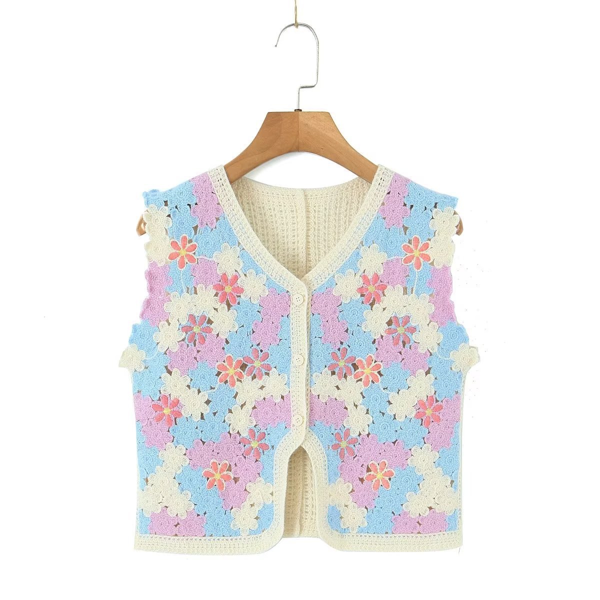 Frauen kleidung herbst neue urlaub blume weste strickjacke kurze top_voghion.com