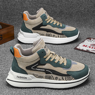 Men's Shoes Autumn New High-top Workwear Shoes Thick-soled Wear-resistant Casual Shoes Men's All-match Non-slip Running sneaker