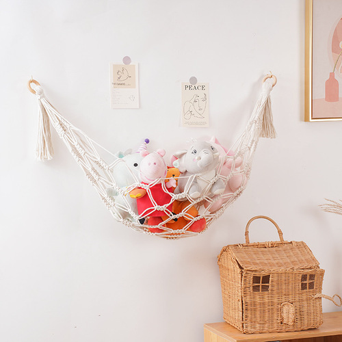 Nordic Toy Net Pocket Plush Toy Handwoven Lace Hammock Bohemian Tapestry Children's Room Wall Collection