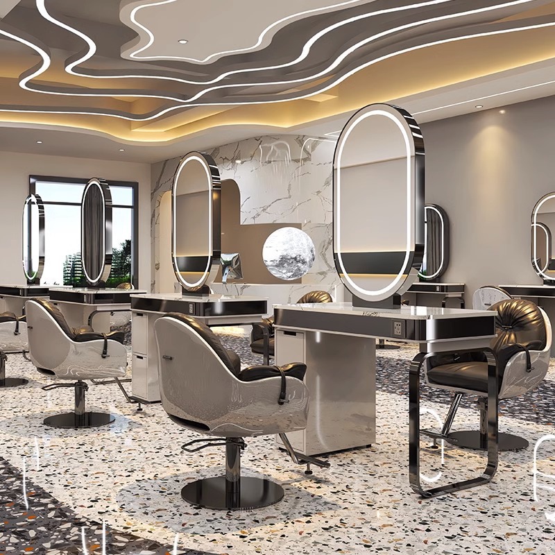 Espejo de barbería en línea, espejo de cabello único, espejo de salón de cabello especial, espejo de piso de doble cara, fábrica de moda