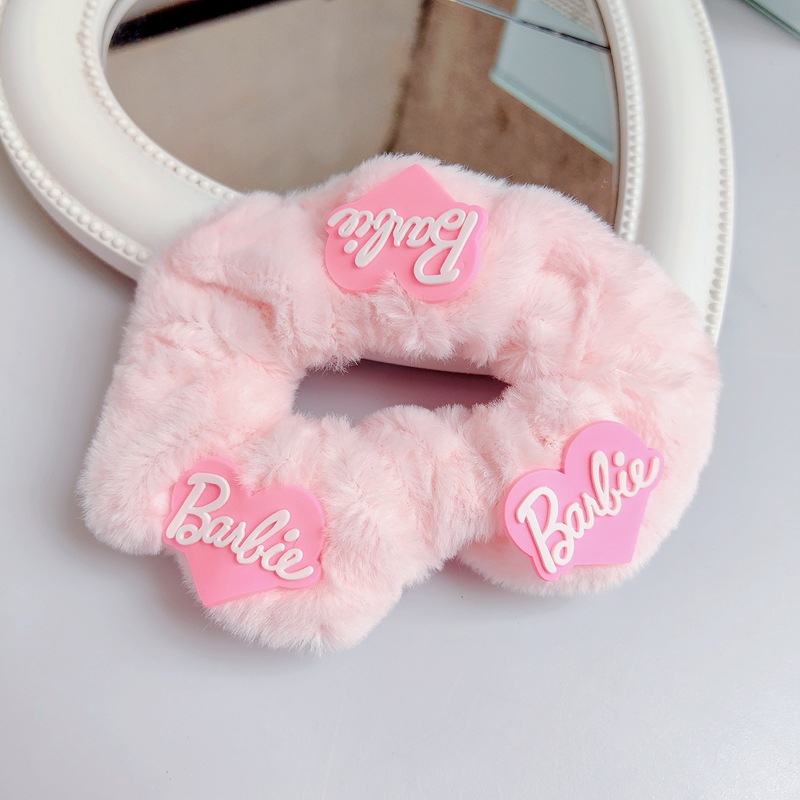 Dopamina dulce y picante Barbie Rosa mullida carta intestino grueso banda de pelo chica princesa cuerda de pelo Rosa rojo blanco tocado