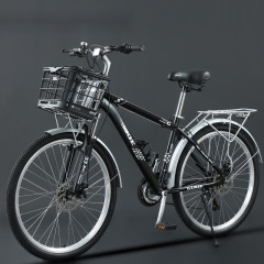 アメリカの谷は自転車に乗ります。女性は通勤します。