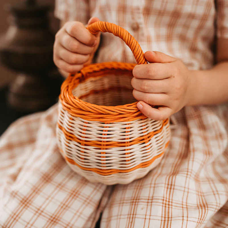 Cesta tejida, bolso, ratán hecho a mano, cesta de almacenamiento de ratán real, banda de juguetes para niños, asa, canasta de almacenamiento, accesorios de fotografía