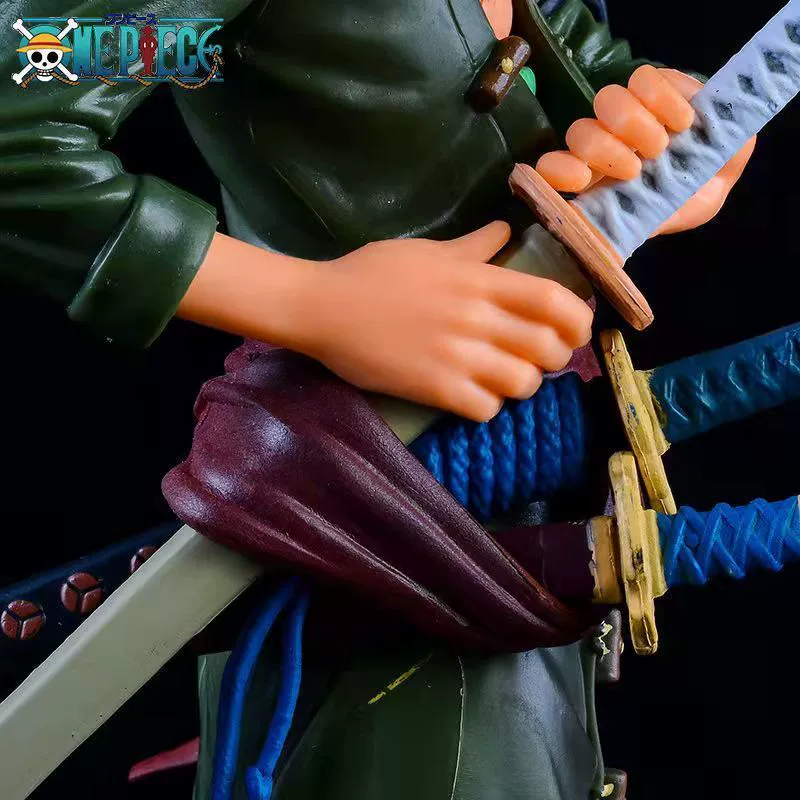 Фигура из One Piece Ророна Зоро уверенный большой набор с тремя мечами движение анимация украшение модель подарок на день рождения