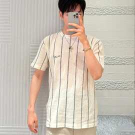 2026夏季新款正确版本原标DI家亚麻混纺宽松短袖T恤男女