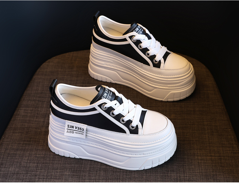 Giày sneaker nữ đế dày bánh xốp trắng phối đế độn cao — Màu đen chi tiết 7