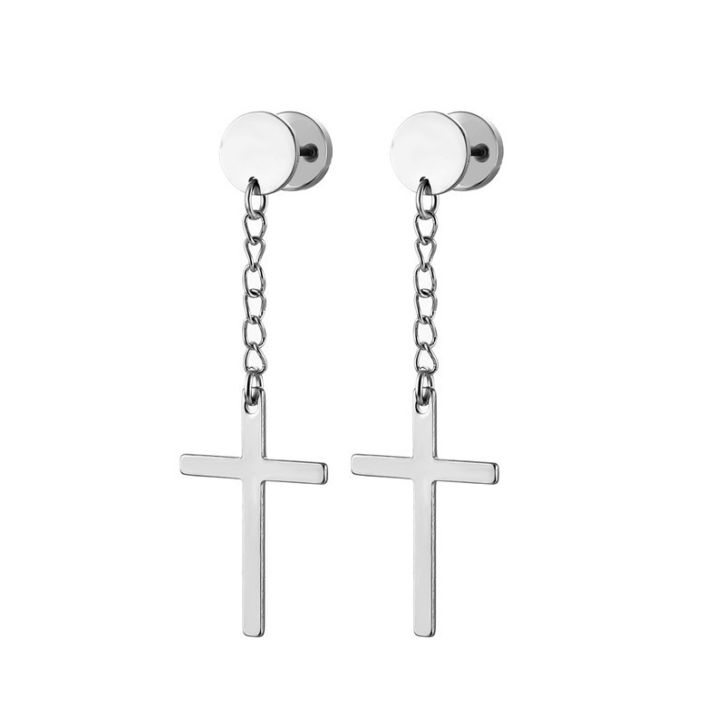 Moda Cruzar Acero Titanio Enchapado Pendientes De Gota 1 Pieza display picture 10