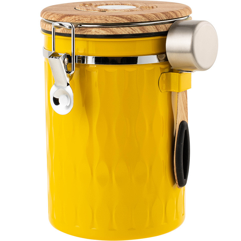 Tanque de almacenamiento transfronterizo tanque de sellado de café en polvo con cucharas granos de café tanque de sellado de escape de acero inoxidable con controlador de tiempo