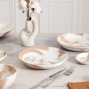 French Marble Pattern, Particularly Beautiful Ceramic Plate, Dinner Plate, Home Dish Plate, Deep Plate, Fish Plate, High-End