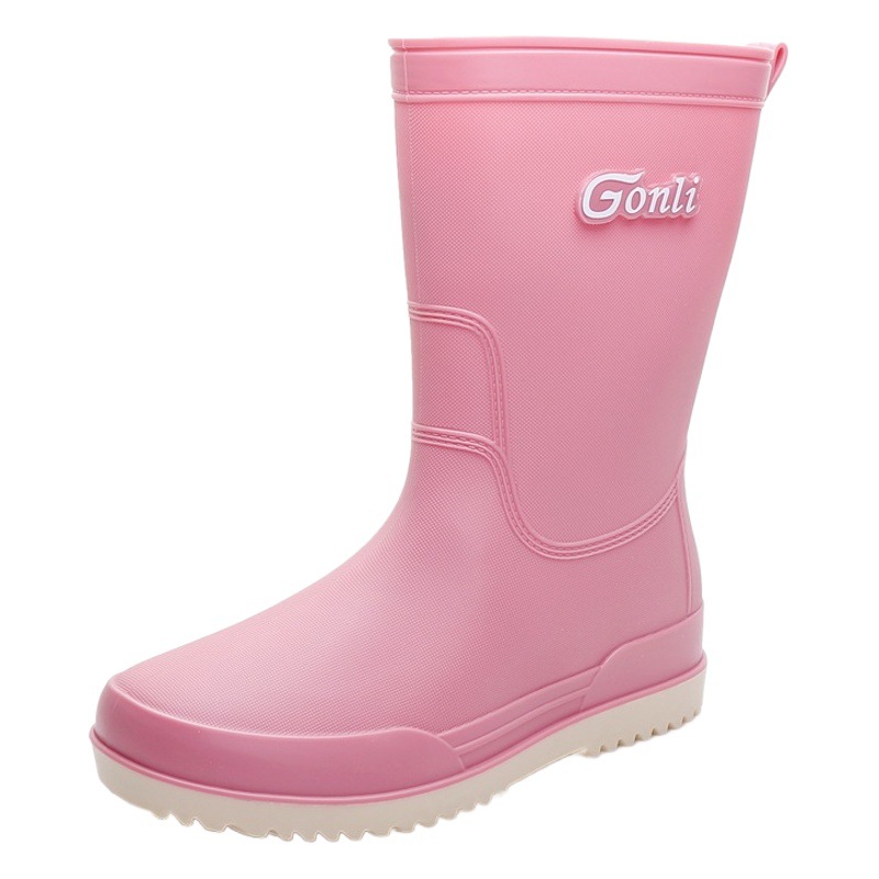 Botas de lluvia de moda para mujer de color sólido simple Botas de lluvia a media pierna impermeables antideslizantes resistentes al desgaste cocina al aire libre trabajo zapatos de agua al por mayor image 1