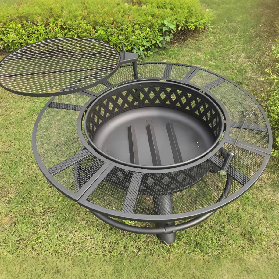 El patio puede girar la parrilla de barbacoa de elevación de doble capa, la estufa de carbón redonda, el horno de té, la fiesta de la hoguera