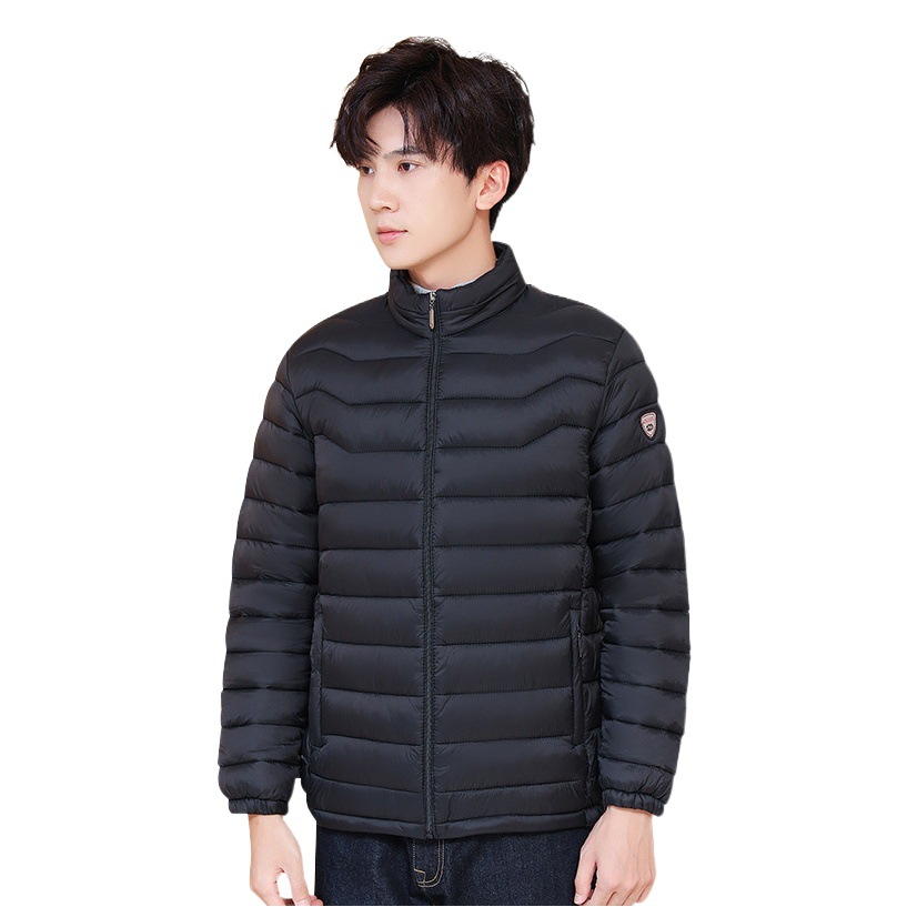 Chaqueta de plumón ligera para hombre con cuello alto, abrigo de invierno, abrigo de algodón para hombre de talla grande, grueso y reversible.