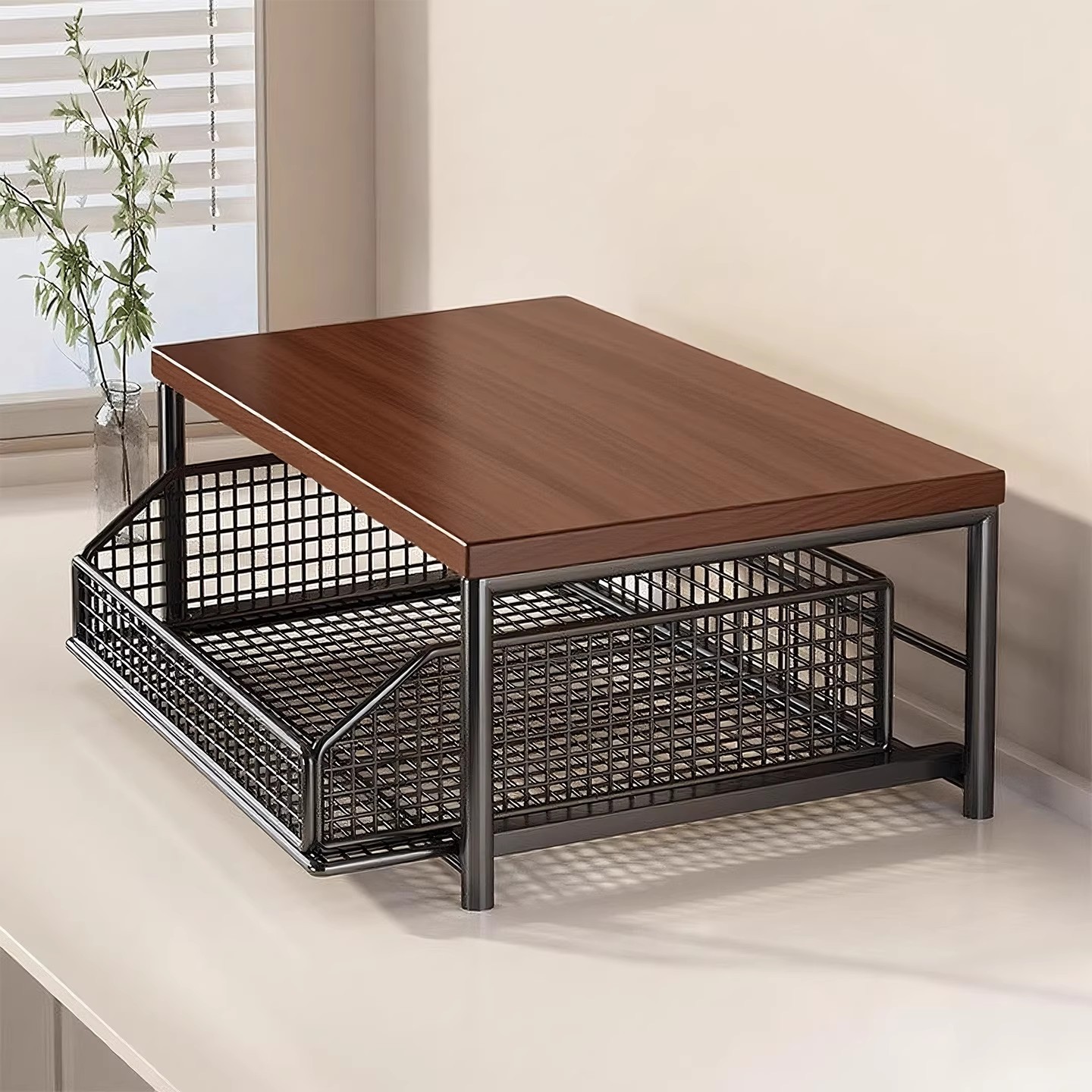 Desktop Storage Rack Layered Snack Cup Holder Kitchen Countertop Drawer Multi-Functional Tea Bag Dining Table Storage Box