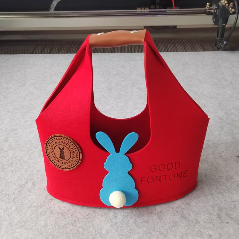 毛毡礼品包婚庆喜宴伴手礼袋可印LOGO可爱兔子手提袋婚宴用定制