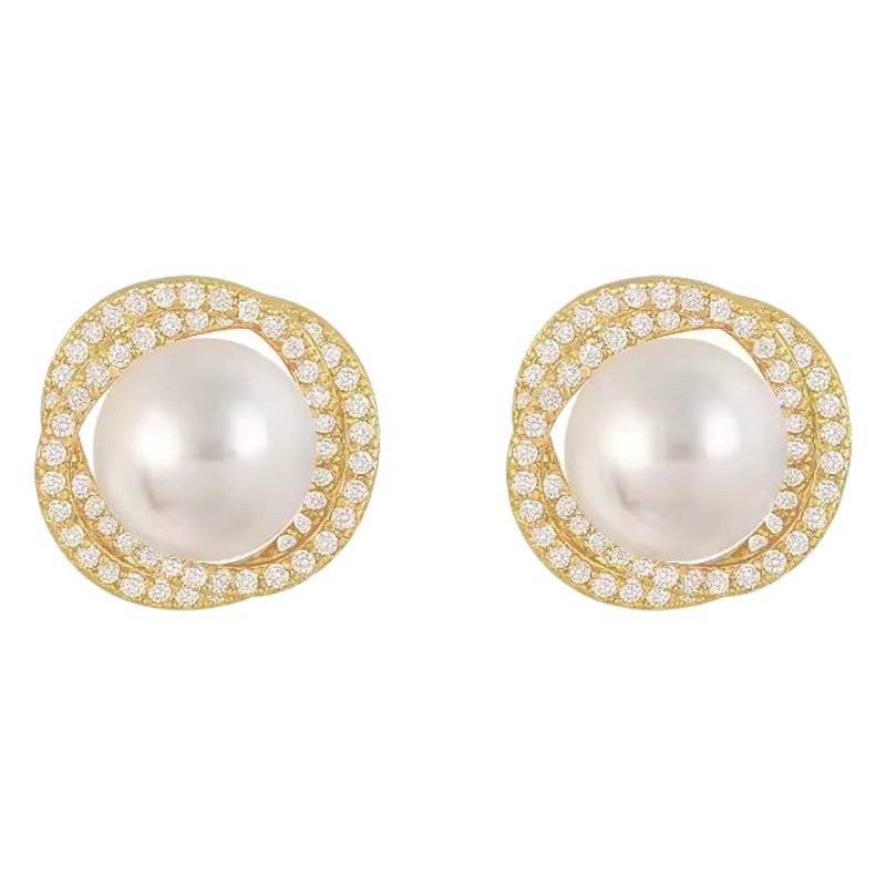 Pendientes de perlas para mujeres ins estilo simple alto sentido nicho temperamento pendientes en línea celebridad retro pendientes aguja de plata al por mayor