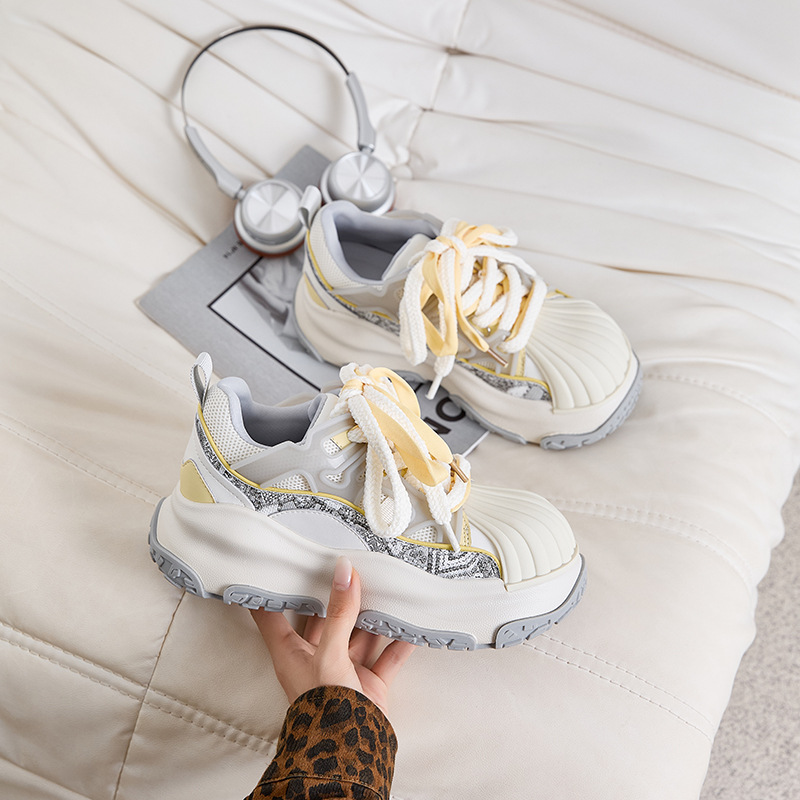 Thick-Soled Shell Toe Height-Increasing White Shoes for Women, Versatile 2025 New Women's Shoes, Autum Niche Sneakers, Breathable Dad Shoes