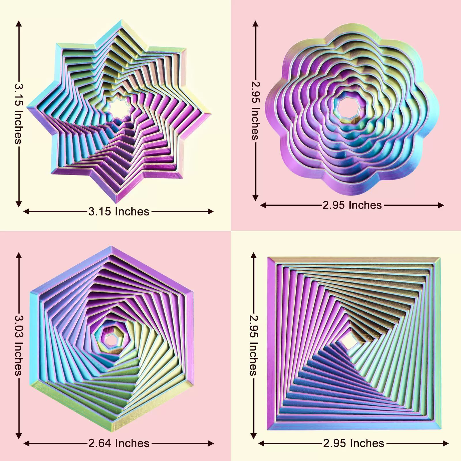 4个萝卜塔组合3D打印解压玩具感官舒缓减压适合节日圣诞生日送礼
